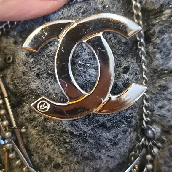 RARE Gray Metallic Accent Cardigan Sweater with Feather Accent Trim - Picture 5 of 16